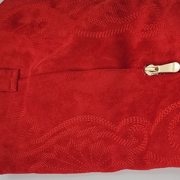 Red Suede Knee-High Boots - Picture 15 of 16